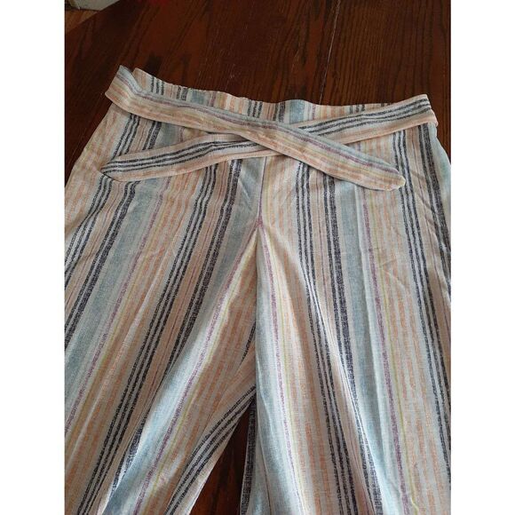 Size 22/24WP C Est 1946 Pastel Striped Wide Leg Capri High Rise Casual Pants - Picture 2 of 3